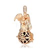 Golden Plated Brass Hollow Round Cage Pendants KK-J249-04G-2