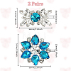 WADORN 4Pcs 2 Styles Flower Brass Rhinestone Shoe Decorations AJEW-WR0002-42B-2