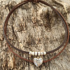 Boho Alloy Heart Pendant Imitation Leather Cord Double Layer Choker Necklaces for Women WG0C262-01-1