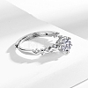 Rhodium Plated 925 Sterling Silver Micro Pave Cubic Zirconia Adjustable Rings AJEW-U007-18P-3