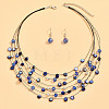 Bohemian Style Alloy & Shell Flat Round Beaded Multilayer Necklaces & Dangle Earrings Sets FS-WGABD8B-02-1