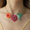 Spring Summer Acrylic Rhinestone Pendant Bib Necklaces for Women WG872E8-01-1