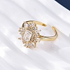 Brass Micro Pave Clear Cubic Zirconia Cuff Rings for Women RJEW-A062-03G-5