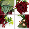 daSilk 2Pcs Rose Flower Silk Brooch with Plastic AJEW-CP0001-64-4