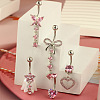 1Pc 304 Stainless Steel Rose Rhinestone Curved Barvell Dangle Belly Rings WGF9938-03-3