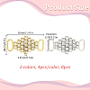 8Pcs 2 Colors Rhombus Brass Rhinestone Bikini Connectors Buckles FIND-HY0005-43-2