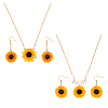 FIBLOOM Sunflower Jewelry Set with Imitation Pearl Beaded SJEW-FI0001-30-9