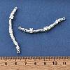 Brass Micro Pave Clear Cubic Zirconia Textured Curved Stick Links Connector Charms KK-Z156-18S-3