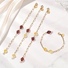 Natural Amber Beads Link Bracelets BJEW-JB13495-1