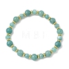 Natural Amazonite & Brass Beaded Stretch Bracelets for Women Men BJEW-JB13701-3