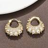Brass Micro Pave Clear Cubic Zirconia Chunky Hoop Earrings EJEW-C182-04G-1