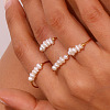 Nuggets Stainless Steel & Natural Freshwater Pearl Beads Finger Rings WG1BE4A-05-4