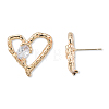 Clear Cubic Zirconia Heart Stud Earrings EJEW-N012-51LG-B-3