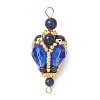 3Pcs 3 Colors Bohemian Natural Tiger Eye & Lapis Lazuli & Amethyst Round with Glass Beaded Teardrop Links Connector Charms PALLOY-MZ01227-2