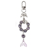 Glass & Cat Eye & Alloy Pendant Decorations HJEW-YW00485-05-1