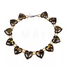 Leopard Print Acrylic Heart and Round Imitation Pearl Beaded Necklaces FS-WG140B1-01-5
