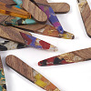 Beadthoven 16Pcs 8 Colors Transparent Resin & Walnut Wood Pendants RESI-BT0001-34-12