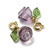 Natural Amethyst Rose Pendant Decorations G-R489-34G-3