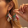 Alloy Resin Conch Shape & Coral Dangle Earrings for Women WGCFA9C-02-1