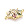 Brass Colorful Cubic Zirconia Connector Snowflake Connector Charms KK-L229-079G-01-2