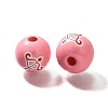 Valentine's Day Element Printed Wood Beads WOOD-R002-01-28-2