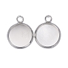 304 Stainless Steel Pendant Cabochon Settings STAS-F191-14S-C-3