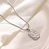304 Stainless Steel Textured Rectangle Dog Tag Pendant Necklaces for Women WG854E8-01-1