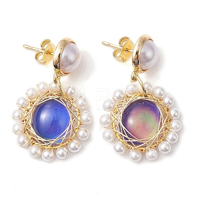 3Pairs 3 Colors Changing Color Mood Stud Earring EJEW-TA00480-1