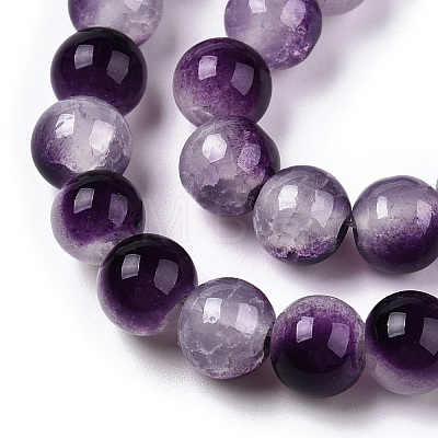 Crackle Baking Painted Imitation Jade Glass Beads Strands DGLA-T003-10mm-13-1