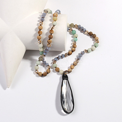 Bohemian Oval Natural Druzy Agate Tassel Pendant Necklaces FS-WGAFDEB-03-1