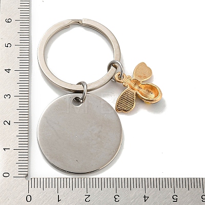 Teacher's Day Gift 201 Stainless Steel Flat Round with Word Keychains KEYC-FS0001-09-1
