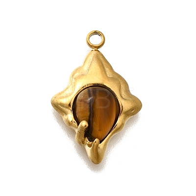 Natural Tiger Eye Pendants STAS-D310-03G-02-1