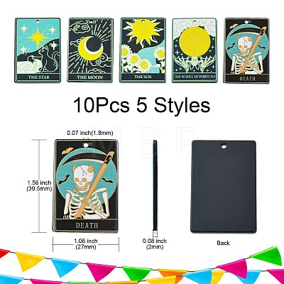 10Pcs 5 Styles Printed Acrylic Pendants OACR-CJ0001-30-1