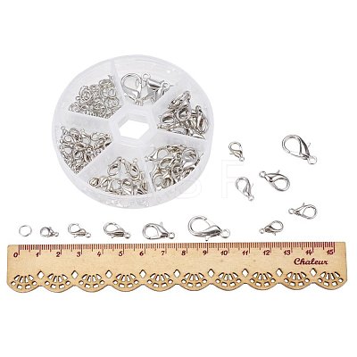 Zinc Alloy Plated Mixed Sizes Lobster Clasps and Iron Jump Rings Jewelry Findings In One Box for Craft PALLOY-PH0001-01-1