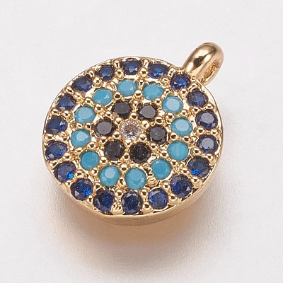 Brass Cubic Zirconia Charms KK-P134-22G-1