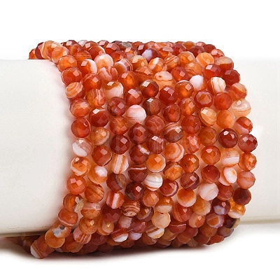 Natural Red Banded Agate Beads Strands G-B175-D22-4mm-1