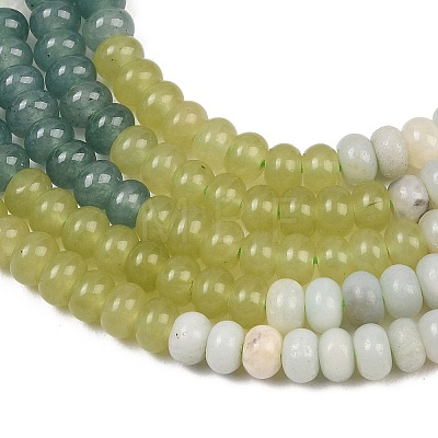 Natural Flower Amazonite & Dyed White Jade & Quartz Crystal Beads Strands G-Z135-C05-1