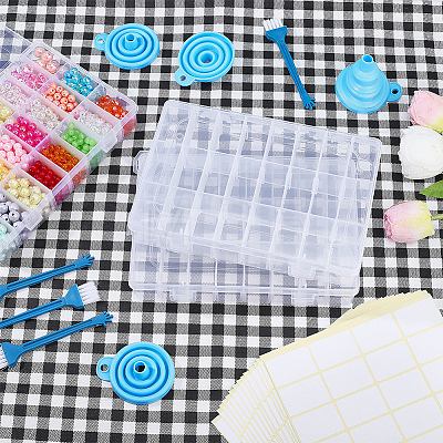 4Pcs 24 Grids Rectangle Plastic Adjustable Dividers Boxes CON-WR0001-20-1