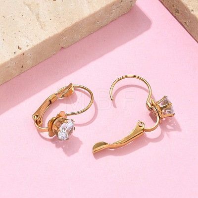 Flat Round 201 Stainless Steel Leverback Earrings EJEW-D354-19G-1