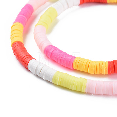 Fixed 6 Color Handmade Polymer Clay Bead Strands CLAY-S096-029P-1