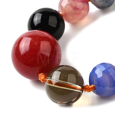 Natural Mixed Stone & Glass Round Beads Strands G-C188-01-1