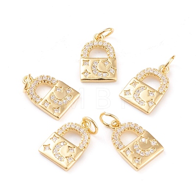 Brass Micro Pave Clear Cubic Zirconia Charms ZIRC-I043-24G-1