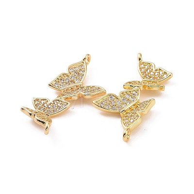 Brass Micro Pave Clear Cubic Zirconia Connector Charms KK-E068-VC151-1