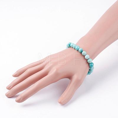 Natural Amazonite Beads Stretch Bracelets BJEW-JB03362-1