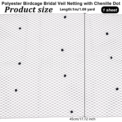 Polyester Birdcage Bridal Veil Netting with Chenille Dot AJEW-WH0471-103C-04-1