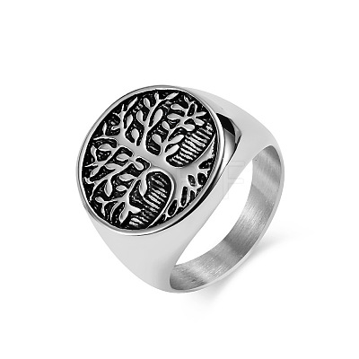 Retro Titanium Steel Tree of Life Finger Ring FIND-PW0020-06F-AS-1