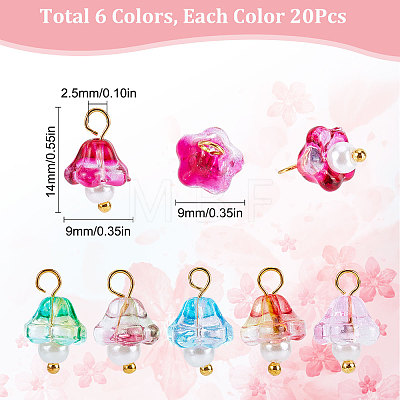 120Pcs 6 Colors Electroplate Glass Charms GLAA-SC0001-70-1