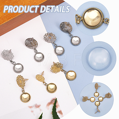 8 Pairs 4 Styles Blank Dome Glass Dangle Stud Earrings EJEW-AB00010-1