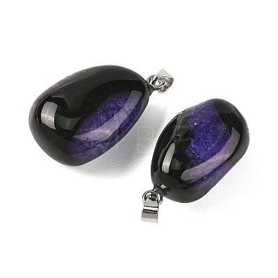 Natural Dyed & Heated Agate Tumbled Stone Pendants GG-K002-07G-1