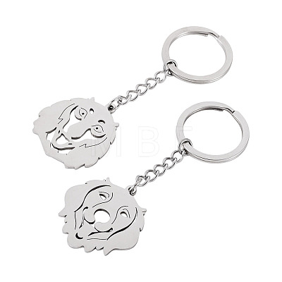 2Pcs 2 Styles 201 Stainless Steel Keychains KEYC-TAD0001-15D-1